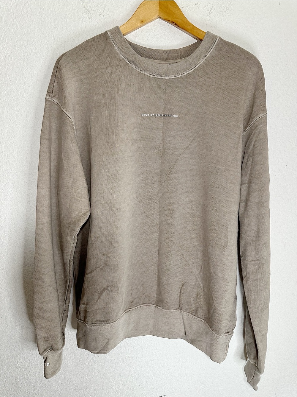 Unlabeled The Brand Cotton Terry Crew Neck Sweatshirt in Brown Size Large